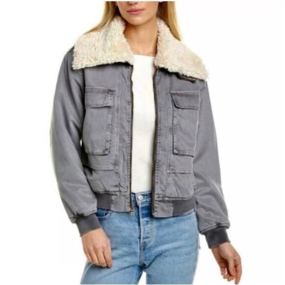 YOUNG FABULOUS & BROKE | Aviator Bomber Zip Jacket Detachable Faux Fur | Small